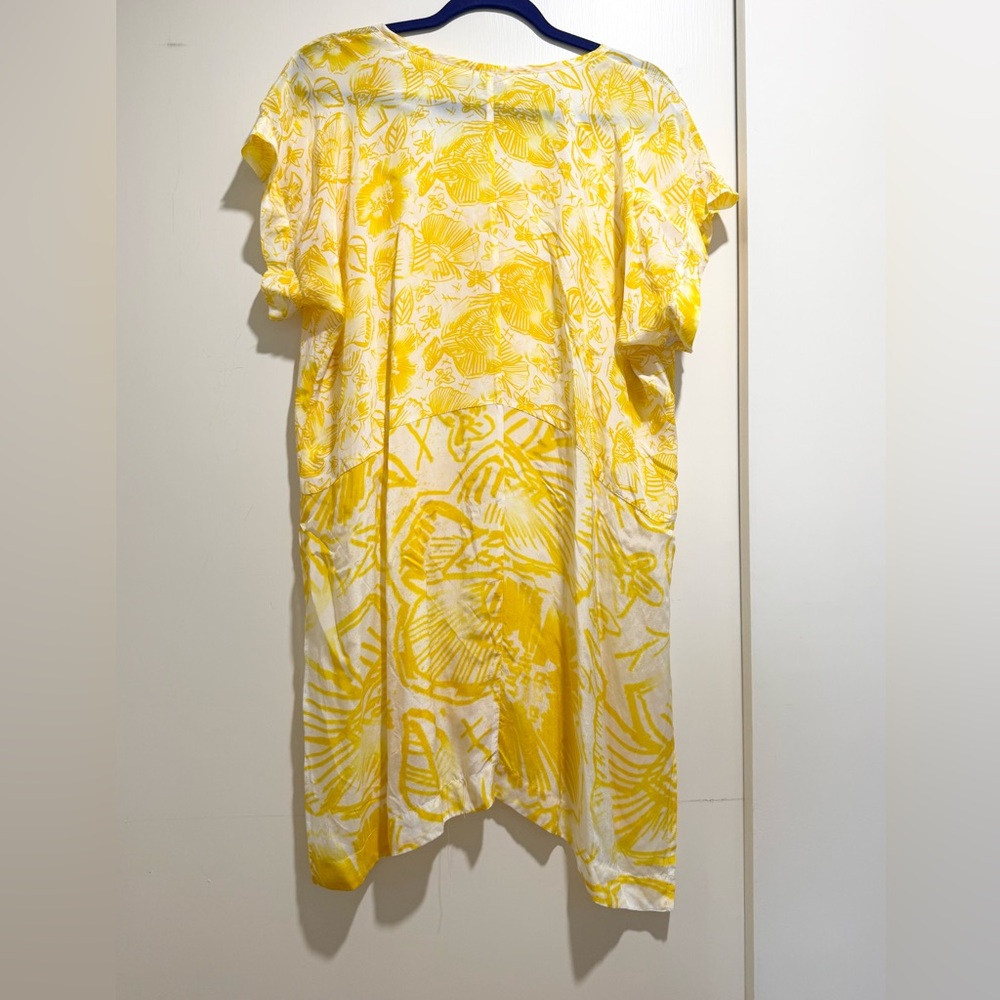Anthropologie Lilka Nadyia Printed Caftan XS | Yellow Semi Sheer Beach Cover Up - Picture 11 of 15